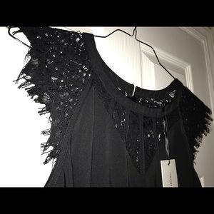 41 Hawthorn black dress with lace cap sleeves 12P